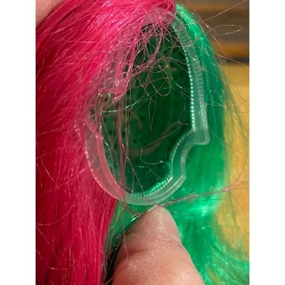 Pink and Green Split Color Doll Wig Removable Synthetic Hair for Fashion Dolls - Picture 3 of 8